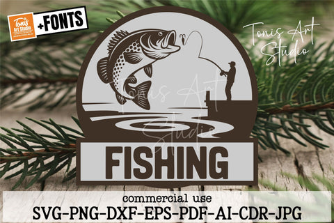 Fishing Sign SVG | Laser Cut Outdoor | Glowforge File SVG TonisArtStudio 