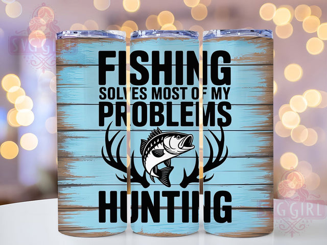 Fishing Solves Problems 20oz Tumbler, Fishing Solves Most Of My Problems, Tumbler Wrap, Sublimation Design, 20oz Tumbler, Dad Gift, Outdoor Humor Sublimation SvggirlplusArt 