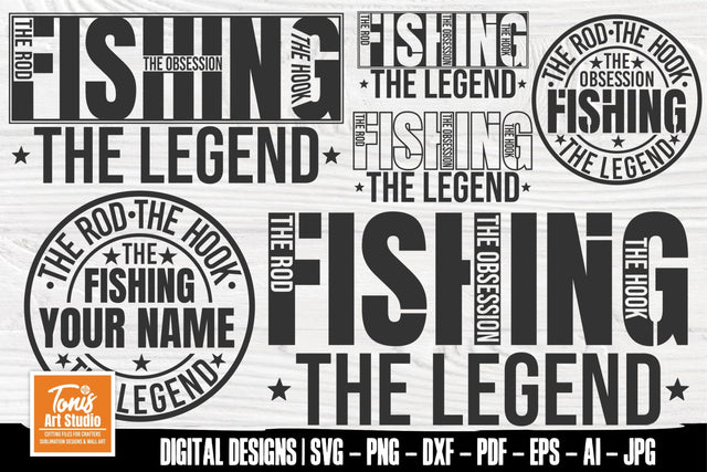 Fishing SVG Bundle - The Rod The Hook The Obsession The Legend - Funny Fishing Shirt Design - Fisherman SVG PNG DXF Cut Files SVG TonisArtStudio 