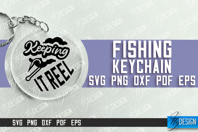 Fishing SVG Design | Round Keychain SVG Designs | Dad Keychain SVG Fly Design 