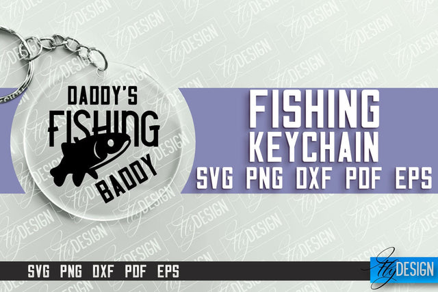 Fishing SVG Design | Round Keychain SVG Designs | Dad Keychain SVG Fly Design 