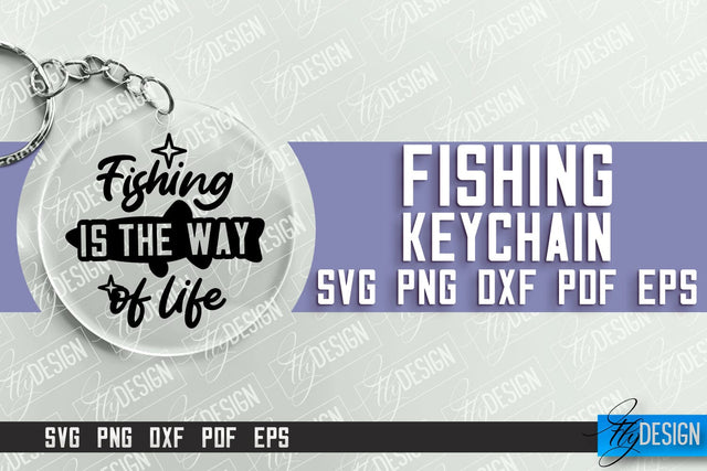 Fishing SVG Design | Round Keychain SVG Designs | Dad Keychain SVG Fly Design 