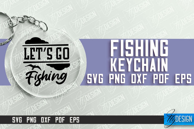 Fishing SVG Design | Round Keychain SVG Designs | Dad Keychain SVG Fly Design 