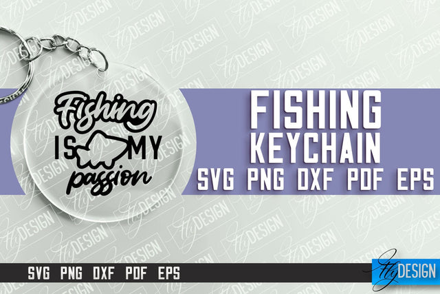 Fishing SVG Design | Round Keychain SVG Designs | Dad Keychain SVG Fly Design 