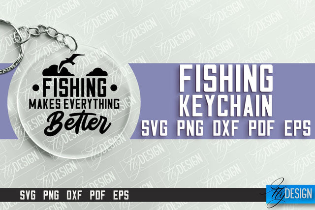 Fishing SVG Design | Round Keychain SVG Designs | Dad Keychain SVG Fly Design 