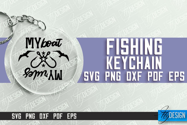 Fishing SVG Design | Round Keychain SVG Designs | Dad Keychain SVG Fly Design 