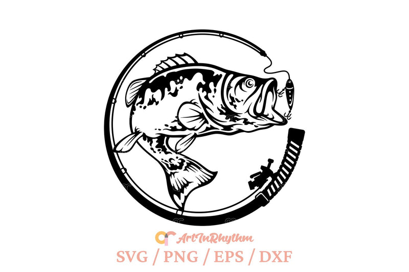 Fishing Svg, Fishing Clipart, Bass Fish Svg, Fishing Rod Svg, Fisherman Svg SVG Artinrhythm shop 