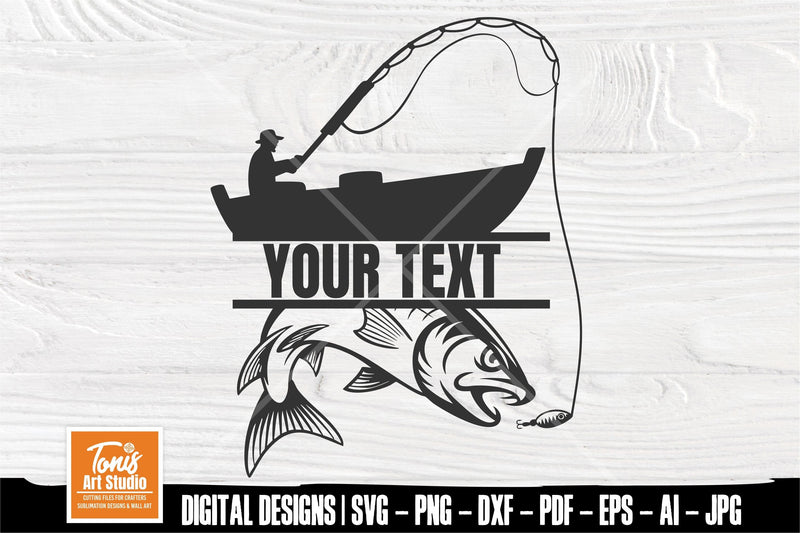 Fishing Svg with Boat Rod and Hook - Bass Catch Cut File SVG TonisArtStudio 