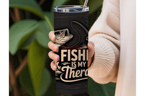 Fishing Therapy 20oz Tumbler Design Sublimation DesignSVG 