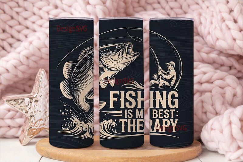 Fishing Therapy 20oz Tumbler Design Sublimation DesignSVG 