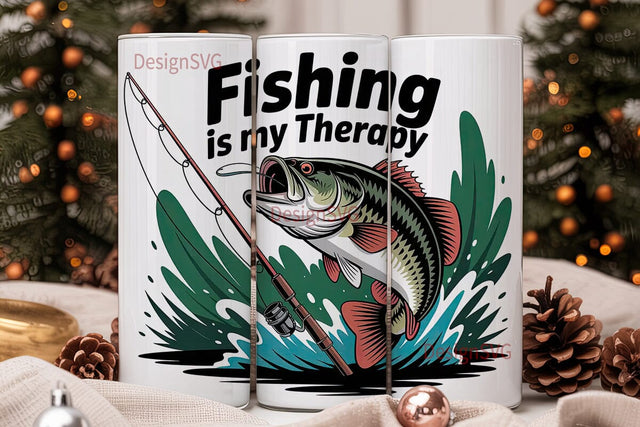 Fishing Therapy 20oz Tumbler Wrap Sublimation DesignSVG 