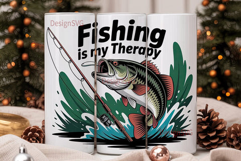 Fishing Therapy 20oz Tumbler Wrap Sublimation DesignSVG 