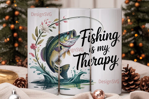 Fishing Therapy 20oz Tumbler Wrap Sublimation DesignSVG 