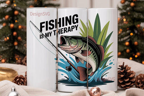 Fishing Therapy 20oz Tumbler Wrap Sublimation DesignSVG 