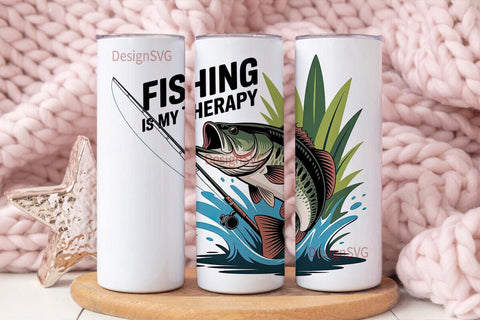 Fishing Therapy 20oz Tumbler Wrap Sublimation DesignSVG 