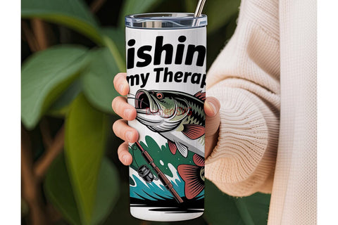 Fishing Therapy 20oz Tumbler Wrap Sublimation DesignSVG 