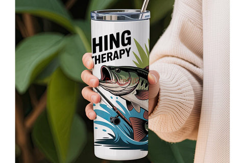 Fishing Therapy 20oz Tumbler Wrap Sublimation DesignSVG 
