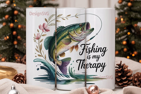 Fishing Therapy 20oz Tumbler Wrap Sublimation DesignSVG 