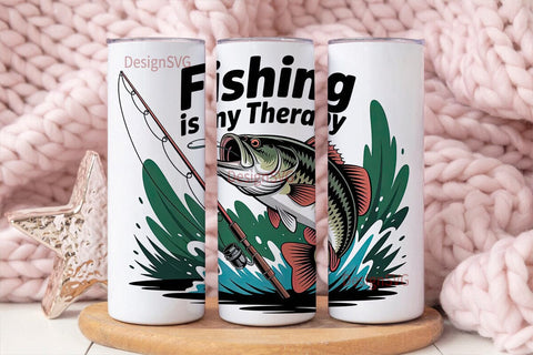 Fishing Therapy 20oz Tumbler Wrap Sublimation DesignSVG 