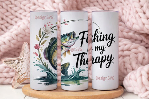 Fishing Therapy 20oz Tumbler Wrap Sublimation DesignSVG 