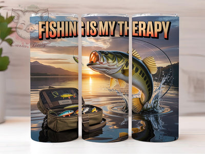 Fishing Therapy Humor Tumbler, Angler Tumbler Design, 20oz Tumbler Wrap, Sublimation Design, Funny Fishing Quote, Outdoor Sports Gift, Fisherman Humor Wrap Sublimation Lara' s Designs 