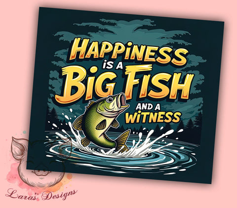 Fishing Tumbler, Big Fish Design, Outdoor Drinkware, 20oz Tumbler, Fishing Gifts, Sublimation Wrap, Angler Gifts Sublimation Lara' s Designs 