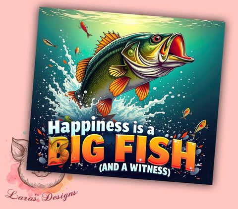 Fishing Tumbler, Big Fish Design, Outdoor Drinkware, 20oz Tumbler, Fishing Gifts, Sublimation Wrap, Angler Gifts Sublimation Lara' s Designs 