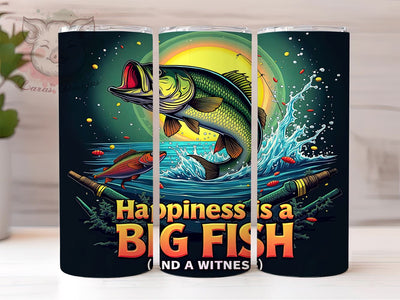 Fishing Tumbler, Big Fish Design, Outdoor Drinkware, 20oz Tumbler, Fishing Gifts, Sublimation Wrap, Angler Gifts Sublimation Lara' s Designs 
