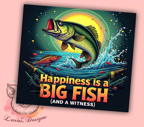 Fishing Tumbler, Big Fish Design, Outdoor Drinkware, 20oz Tumbler, Fishing Gifts, Sublimation Wrap, Angler Gifts Sublimation Lara' s Designs 