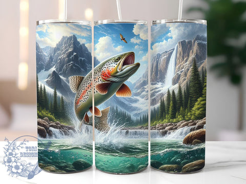 Fishing Tumbler, Camping Tumbler, Nature Lover Gift, 20oz Tumbler, Outdoor Decor, Sublimation Design, Adventure Mug, Fisherman Gift Sublimation ToriDesigns 