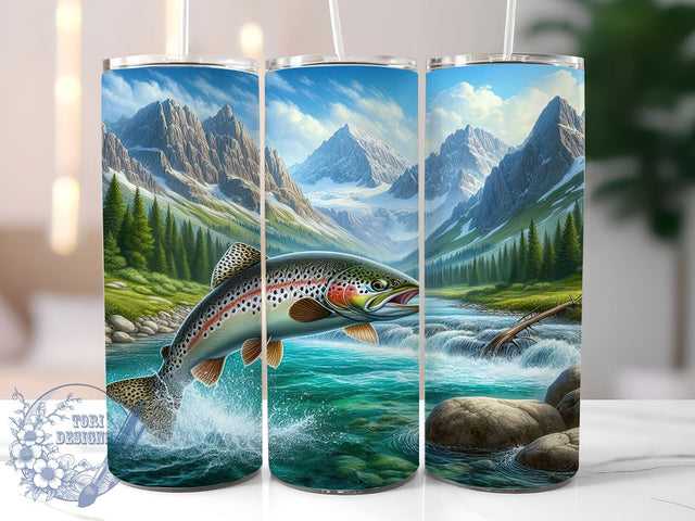 Fishing Tumbler, Camping Tumbler, Nature Lover Gift, 20oz Tumbler, Outdoor Decor, Sublimation Design, Adventure Mug, Fisherman Gift Sublimation ToriDesigns 