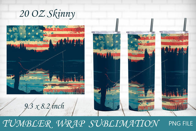 Fishing tumbler, Dad tumbler wrap, Patriotic sublimation Sublimation AnastasiyaArtDesign 
