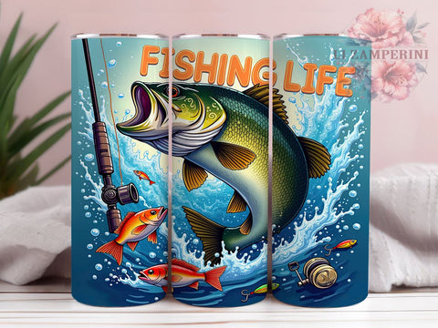 Fishing Tumbler, Fisherman Design, Outdoor Drinkware, 20oz Tumbler, Sublimation Wrap, Fishing Gifts, Angler Decor Sublimation Li Zamperini 