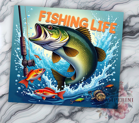 Fishing Tumbler, Fisherman Design, Outdoor Drinkware, 20oz Tumbler, Sublimation Wrap, Fishing Gifts, Angler Decor Sublimation Li Zamperini 