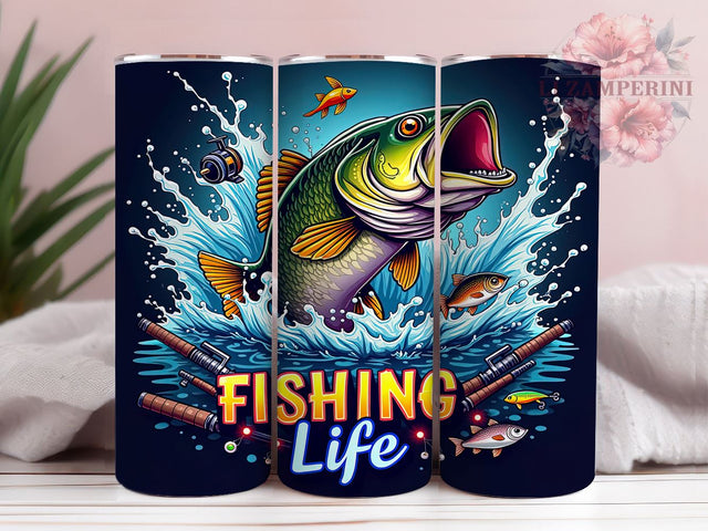 Fishing Tumbler, Fisherman Design, Outdoor Drinkware, 20oz Tumbler, Sublimation Wrap, Fishing Gifts, Angler Decor Sublimation Li Zamperini 