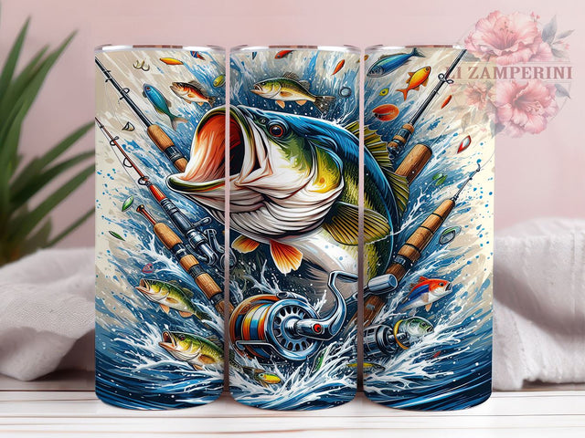 Fishing Tumbler, Fisherman Design, Outdoor Drinkware, 20oz Tumbler, Sublimation Wrap, Fishing Gifts, Angler Decor Sublimation Li Zamperini 