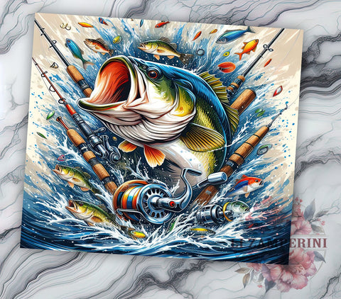 Fishing Tumbler, Fisherman Design, Outdoor Drinkware, 20oz Tumbler, Sublimation Wrap, Fishing Gifts, Angler Decor Sublimation Li Zamperini 