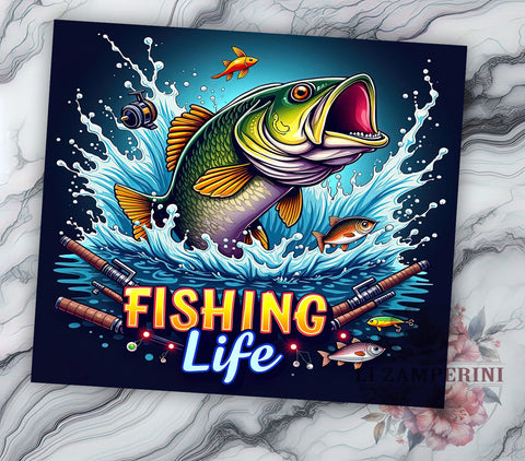 Fishing Tumbler, Fisherman Design, Outdoor Drinkware, 20oz Tumbler, Sublimation Wrap, Fishing Gifts, Angler Decor Sublimation Li Zamperini 