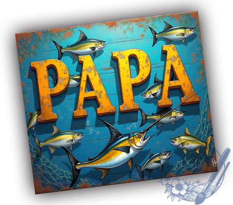 Fishing Tumbler, Papa Gift, Sublimation Design, 20oz Tumbler, Fishing Lover, Personalized Gift, Outdoor Enthusiast, Dad Fishing Mug Sublimation ToriDesigns 