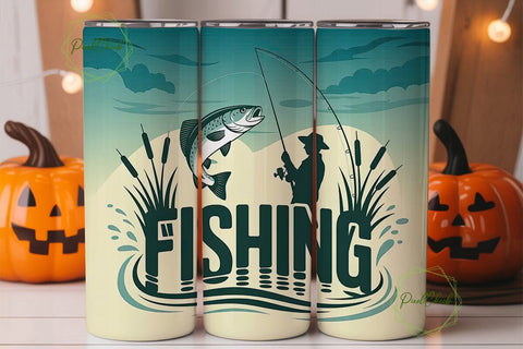 Fishing Tumbler Wrap 20oz Sublimation PixelChick 