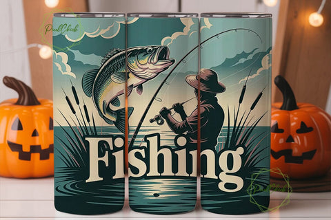 Fishing Tumbler Wrap 20oz Sublimation PixelChick 