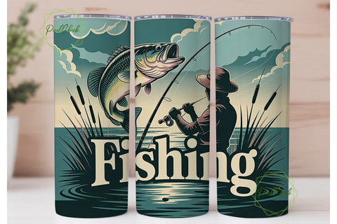 Fishing Tumbler Wrap 20oz Sublimation PixelChick 