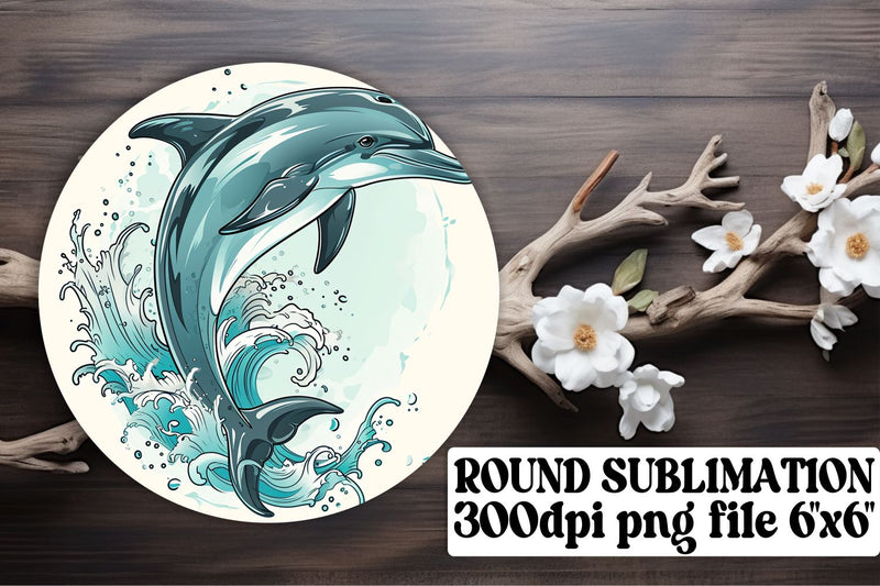 Fishy Watercolor Round Sublimation - Ocean Keychain Car Coasters Set Sublimation afrosvg 