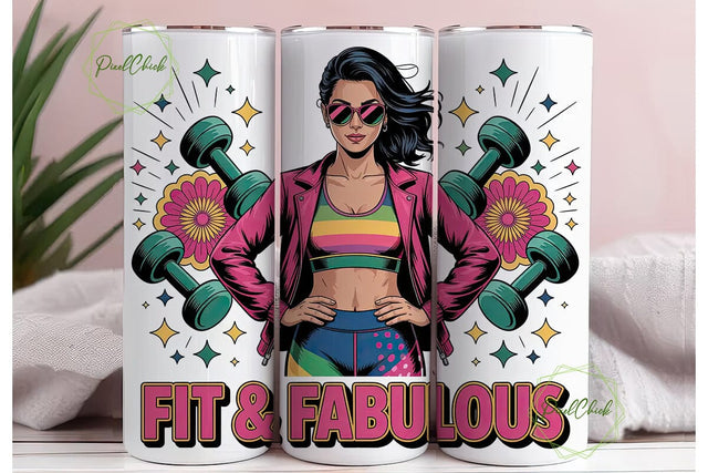 Fit & Fabulous 20oz Tumbler Wrap Sublimation PixelChick 
