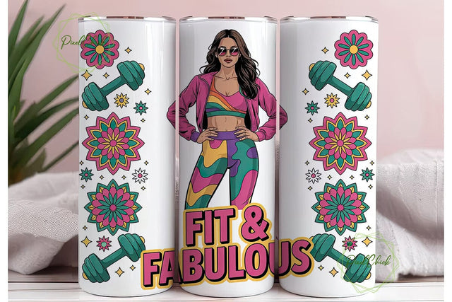 Fit & Fabulous 20oz Tumbler Wrap Sublimation PixelChick 