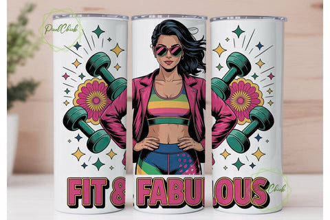 Fit & Fabulous 20oz Tumbler Wrap Sublimation PixelChick 