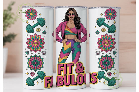 Fit & Fabulous 20oz Tumbler Wrap Sublimation PixelChick 