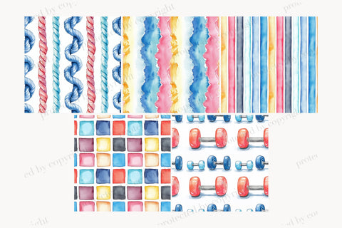 Fitness Digital Papers | Gym Workout Backgrounds Sport Digital Pattern GlamArtZhanna 