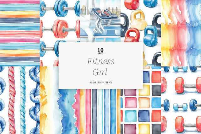 Fitness Digital Papers | Gym Workout Backgrounds Sport Digital Pattern GlamArtZhanna 