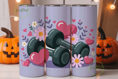 Fitness Floral Tumbler Wrap PNG Sublimation PixelChick 